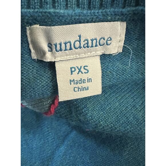 Sundance Colors Of Peace Sweater Teal Rare Rainbow Graphic Soft Wool Blend PXS - Picture 13 of 16